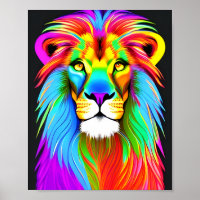 Neon Rainbow Lion 