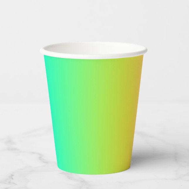 Neon Rainbow Ombre Gradient Blur Abstract Design Paper Cups (Front)