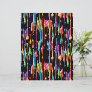 Neon Rainbow Paint Drips Pattern Scrapbook Paper