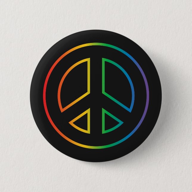 Neon Rainbow Peace Sign 2 Inch Round Button (Front)