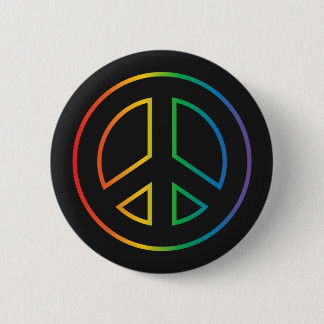 Neon Rainbow Peace Sign 2 Inch Round Button