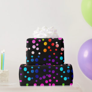 Neon Rainbow Polka Dots   Wrapping Paper