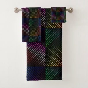 Neon Rainbow Prismes Carrés sur noir