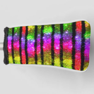 Neon Rainbow Shimmer Stripes Golf Head Cover