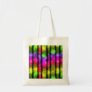 Neon Rainbow Shimmer Stripes Tote Bag