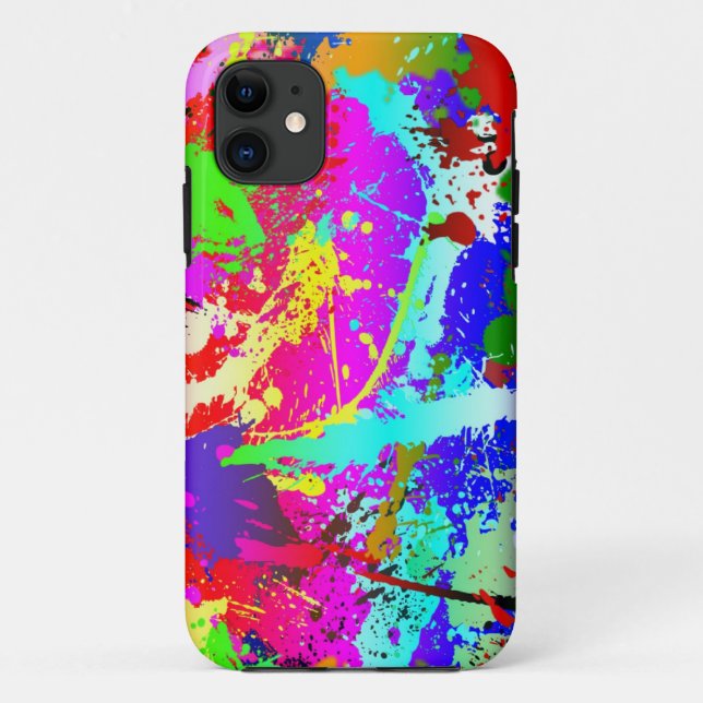Neon Rainbow Splatter Case-Mate iPhone Case (Back)