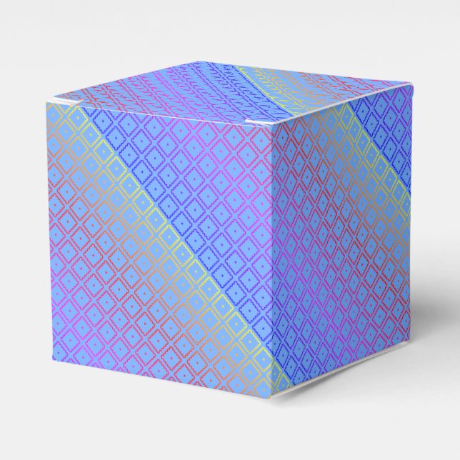 Neon Rainbow Square Pattern Favor Box (Front Side)