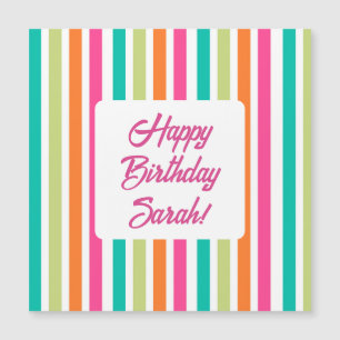 Neon rainbow stripes fun retro  magnetic invitation