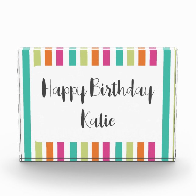 Neon rainbow stripes fun retro  photo block (Front)