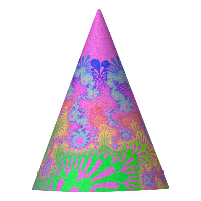 Neon Rainbow Sunburst Party Hat (Front)