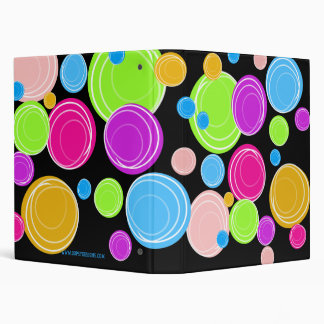 Neon Rainbow Swirl Circles Custom Binder