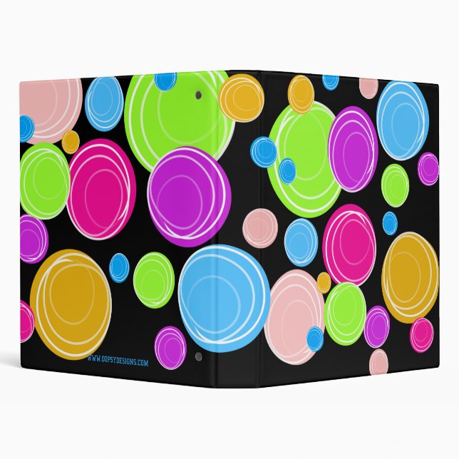 Neon Rainbow Swirl Circles Custom Binder (Background)