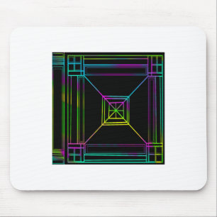 Neon Rainbow Tech Grid Mouse Pad