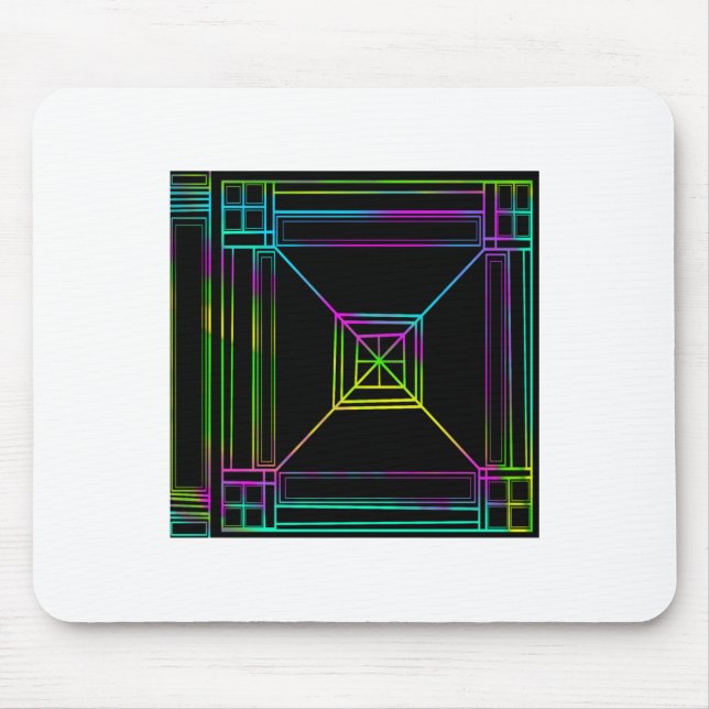 Neon Rainbow Tech Grid  Mouse Pad (Front)