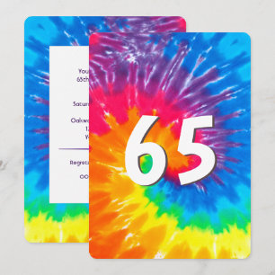 Neon Rainbow Tie Dye 65e Anniversaire Invitation