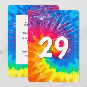 Neon Rainbow Tie Dye Invitation 29e anniversaire