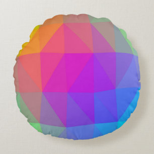 Neon Rainbow Triangle Abstract Round Pillow