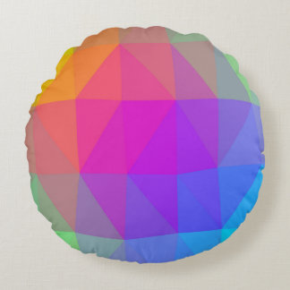 Neon Rainbow Triangle Abstract Round Pillow