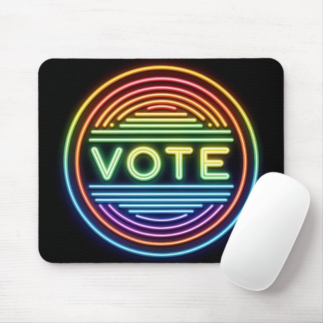 Neon Rainbow Vote Sign Mouse Pad (With Mouse)