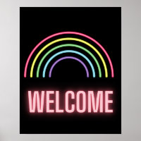 Neon Rainbow Welcome Sign