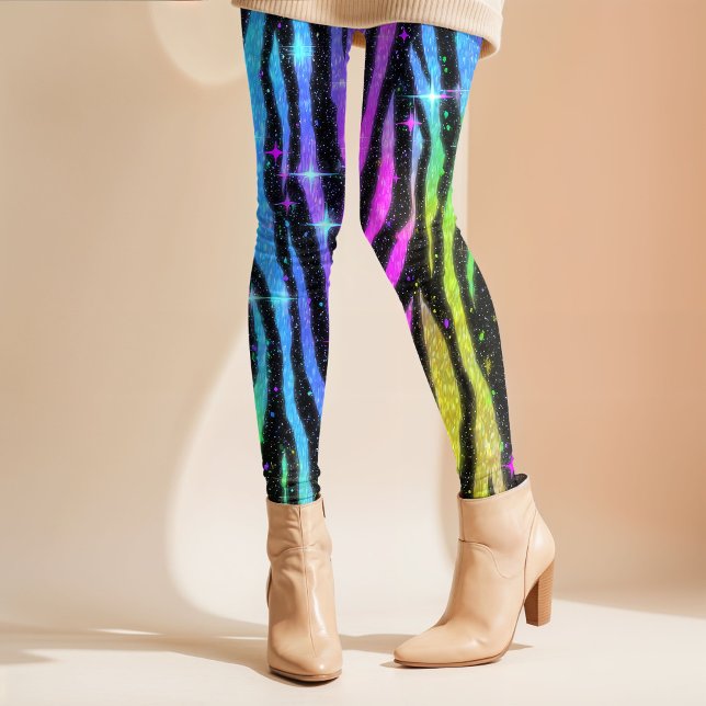 Neon Rainbow Zebra 90s Nostalgia Leggings (Creator Uploaded)