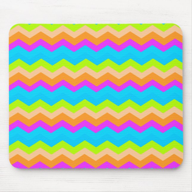 Neon Rainbow Zigzag Mouse Pad (Front)