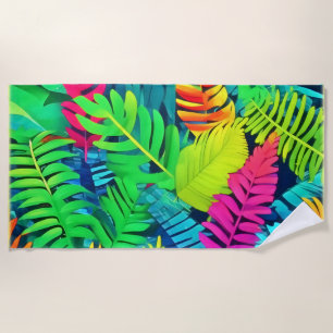 Neon Rainforest Fantasy Beach Towel