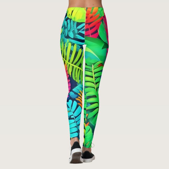 Neon Rainforest Fantasy Leggings (Back)