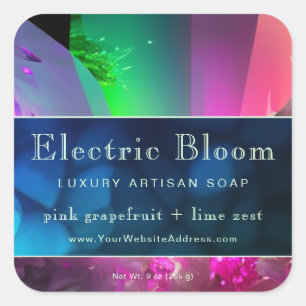 Neon Rave-Inspired Crystal Artisan Product Label