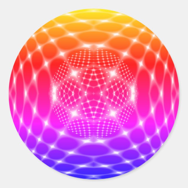 Neon red glob fractal classic round sticker (Front)