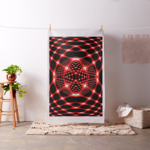 Neon red glob fractal fabric