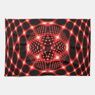 Neon red glob fractal kitchen towel