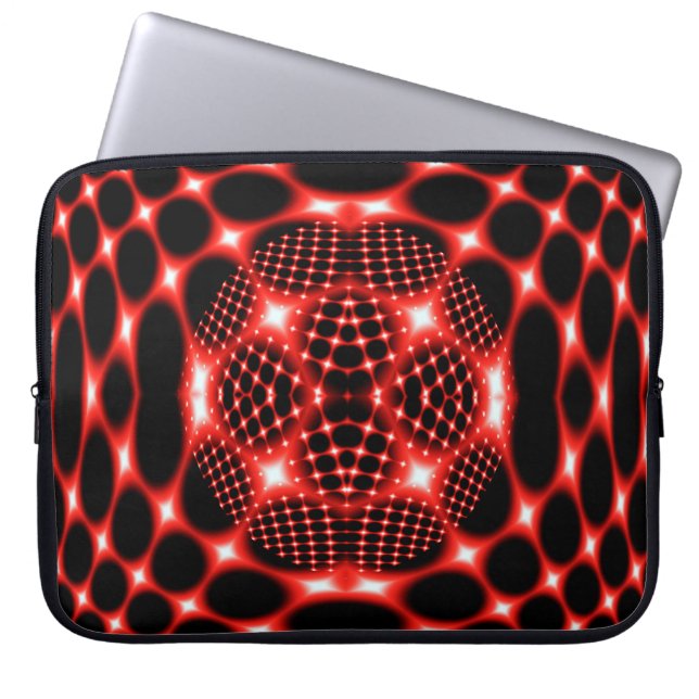 Neon red glob fractal laptop sleeve (Front)
