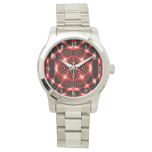 Neon red glob fractal watch