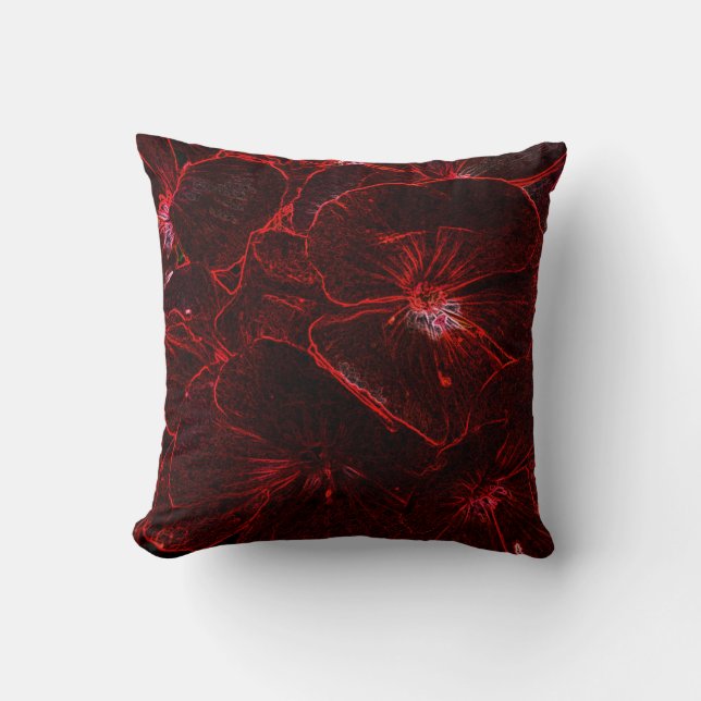 Neon Red Pansies Throw Pillow (Front)