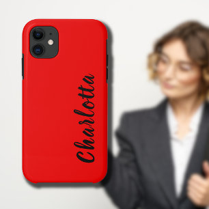 Neon Red Solid Colour   Custom Personalize iPhone 11 Case