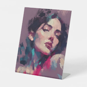 Neon Reflections Abstract Portrait Pedestal Sign