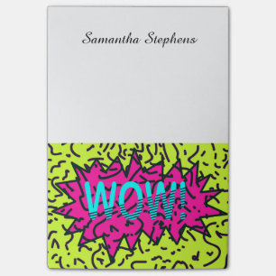Neon Retro 80's 90's Scribbled Wow! Typography Post-it Notes
