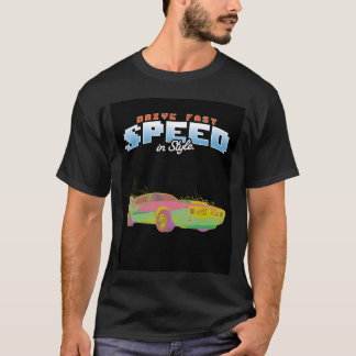 Neon Retro Car Speed in Style funny T-Shirt