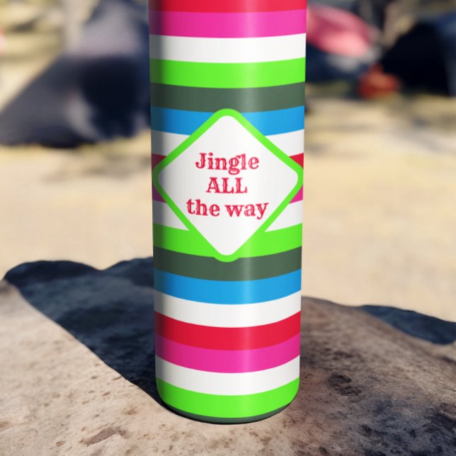 Neon Retro Christmas Stripe Customizable Thermal Tumbler (Creator Uploaded)