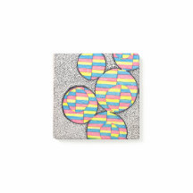 Neon retro circle illusion post it notes 