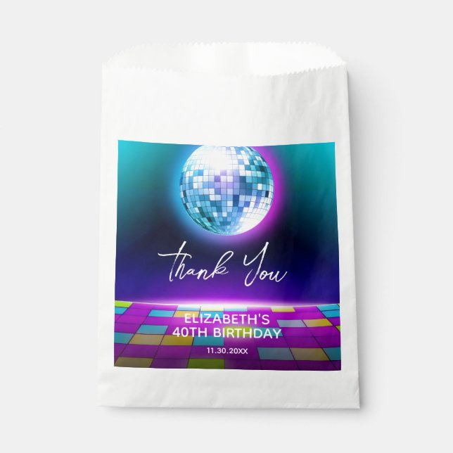 Neon Retro Disco Party Dance Night Birthday Favour Bag (Front)