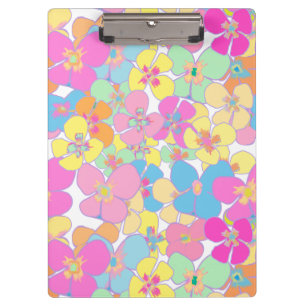 Neon Retro Floral Pink Clipboard
