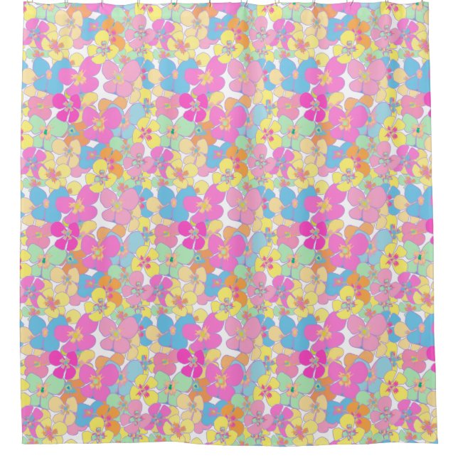 Neon Retro Floral Pink Dorm Room (Front)