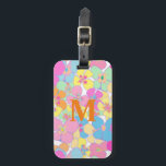 Neon Retro Floral Pink  Luggage Tag<br><div class="desc">Retro faux neon floral pattern. Pink,  orange,  mint,  blue,  yellow,  neon floral aesthetic.</div>