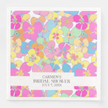 Neon Retro Floral Pink Pretty Chic Bridal Shower