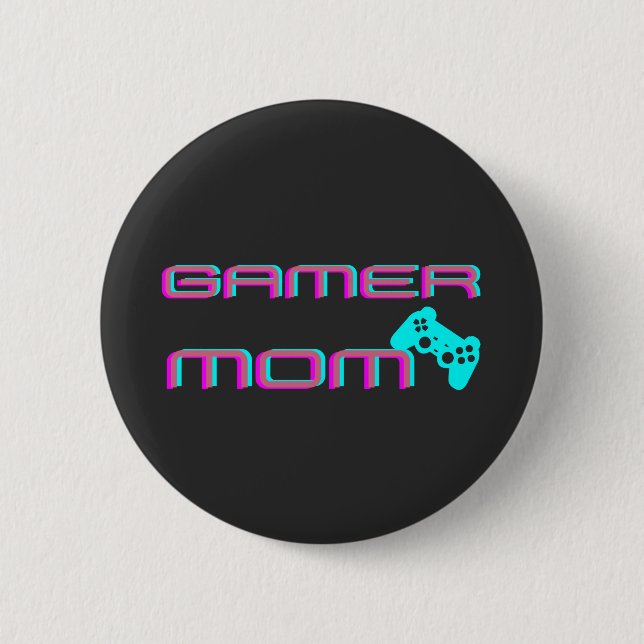 Neon Retro Gamer Mom 2 Inch Round Button (Front)