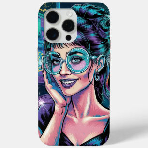 "Neon Retro Girl – Cyberpunk Pop Art" iPhone 15 Pro Max Case