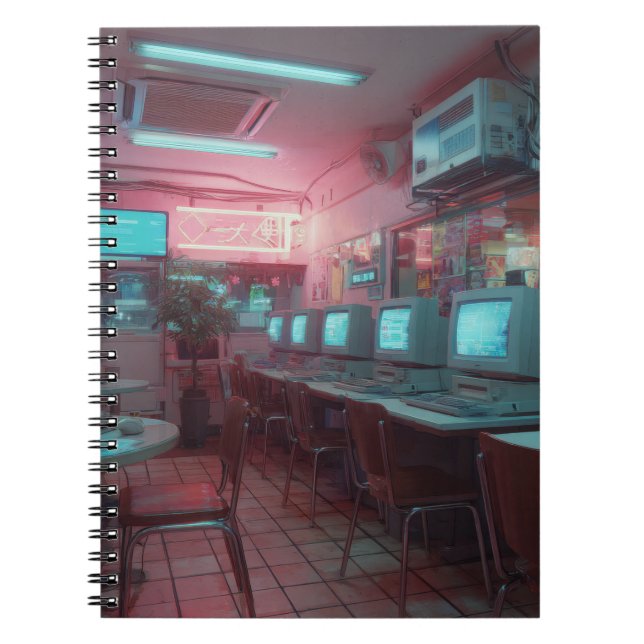Neon Retro Internet Café Notebook (Front)