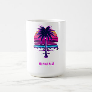 Neon Retro Synthwave Palm Tree 80s Custom Template Coffee Mug